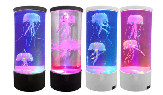 Four lamp units showing black and white base options in different colours