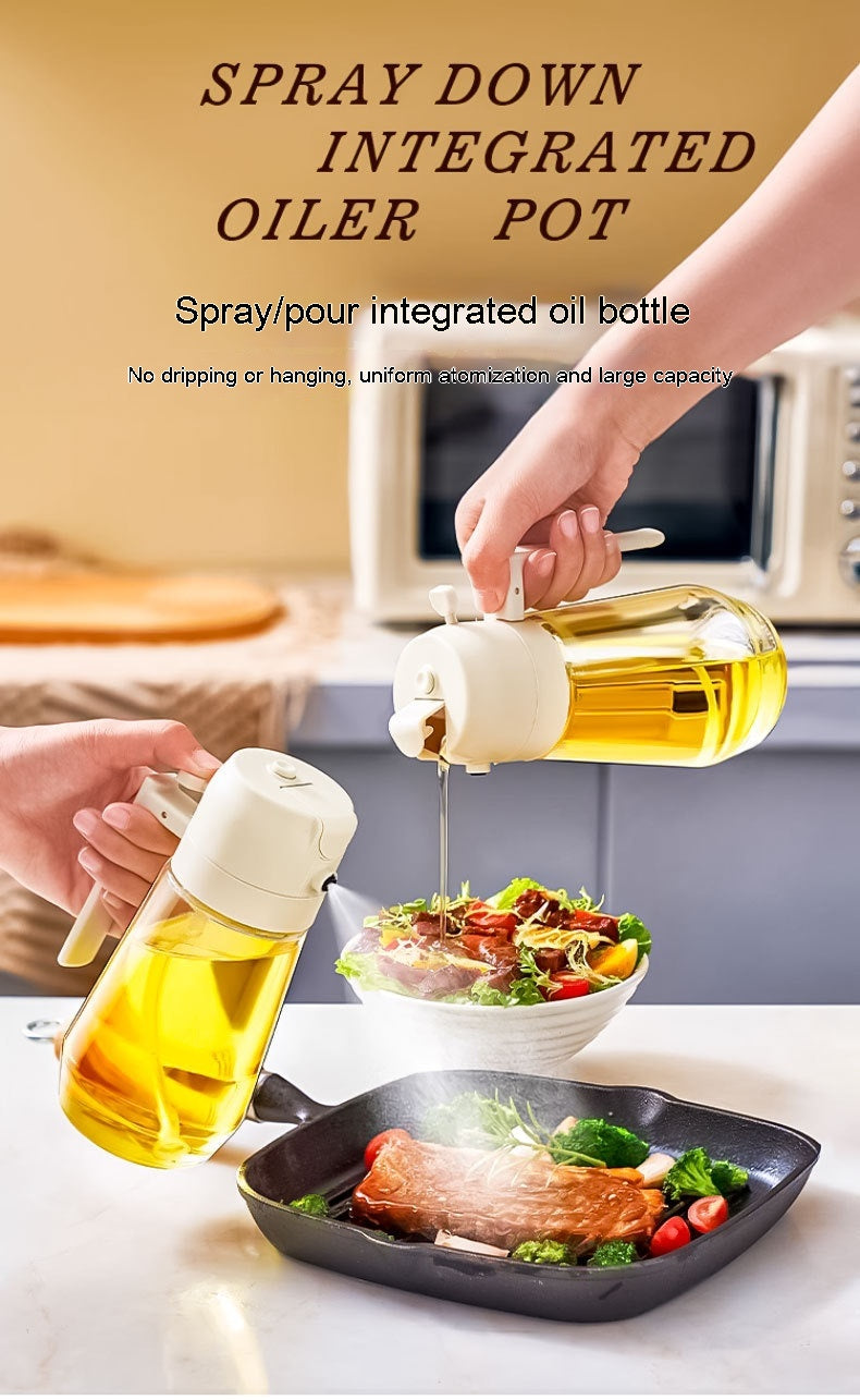 Drizzling oil over a pan-seared dinner